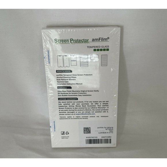 amFilm Tempered Glass Protective Screen Protector Film iPhone 8/7/6s/6 - Picture 2 of 2